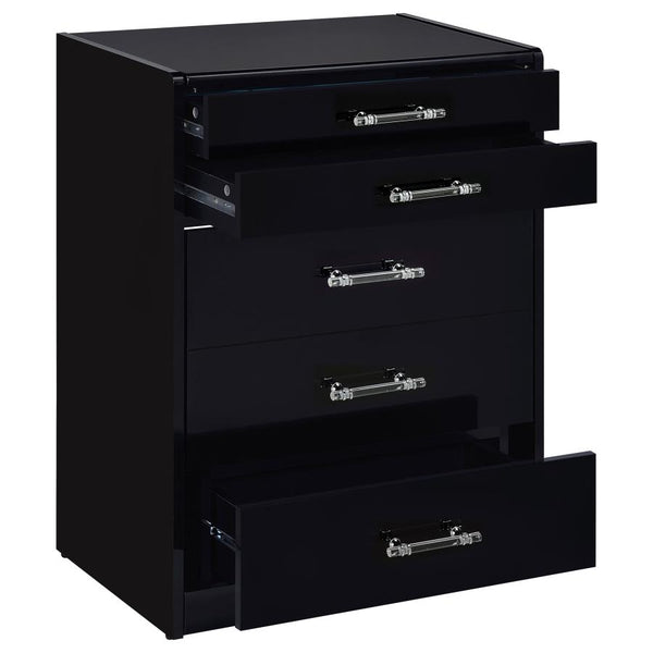 Danbury - 3-Drawer Makeup Vanity & Stool Set - Black High Gloss
