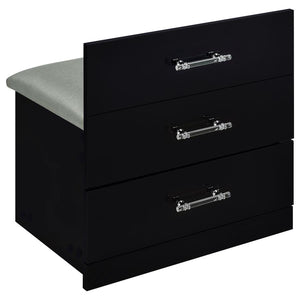 Danbury - 3-Drawer Makeup Vanity & Stool Set - Black High Gloss