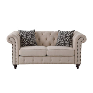  sheltering arms. Adorned with button tufting 