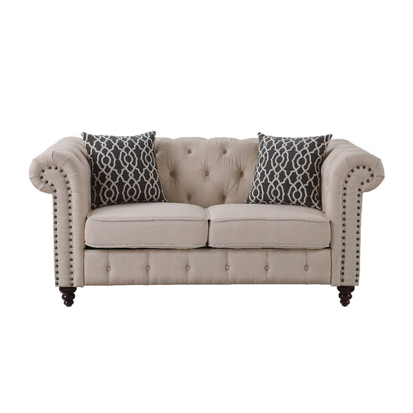  sheltering arms. Adorned with button tufting 
