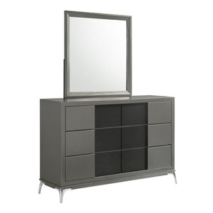 Meet the Nocturne 6 Drawer Dresser, a testament to modern design and functionality. Constructed with the robustness of Rubberwood solid wood and the finesse of Okoume veneers, this nightstand promises durability and a touch of elegance. The slate gray fin