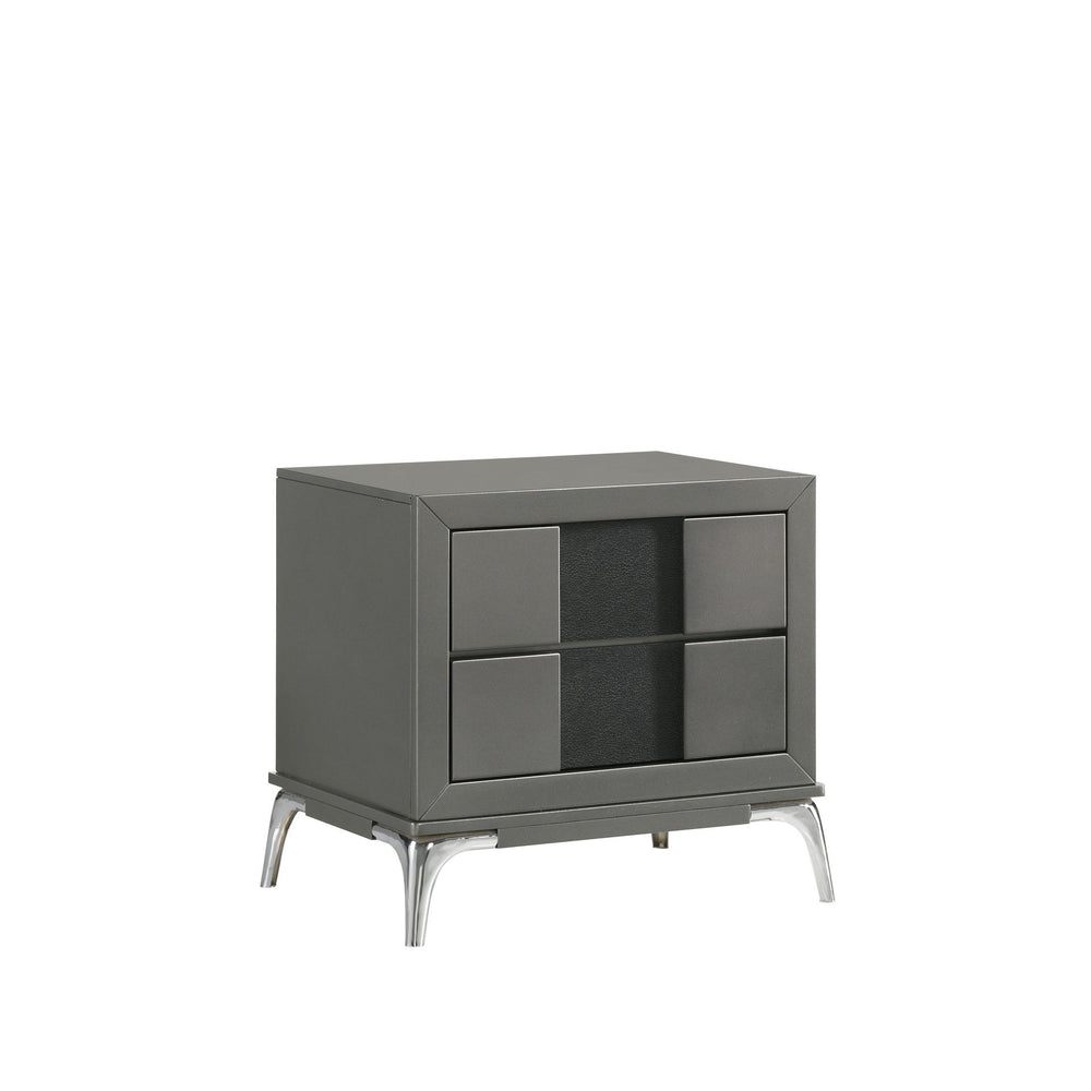 Discover the Nocturne 2 Drawer Nightstand, a testament to modern design and functionality. Constructed with the robustness of Rubberwood solid wood and the finesse of Okoume veneers, this nightstand promises durability and a touch of elegance. The slate g