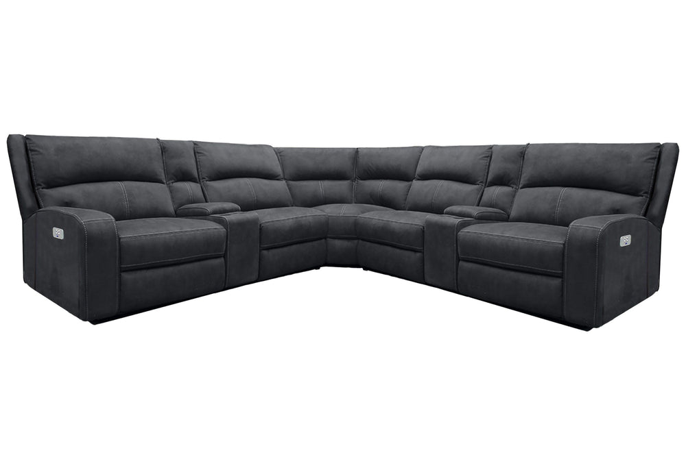 Even commercials are more tolerable when you-'re relaxing in the plush comfort of this six-piece sectional seating group. You-'ll love the luxury of its two power recliners on each end that feature power headrests. Between those, you-'ll find and armless 