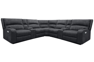 Even commercials are more tolerable when you-'re relaxing in the plush comfort of this six-piece sectional seating group. You-'ll love the luxury of its two power recliners on each end that feature power headrests. Between those, you-'ll find and armless 