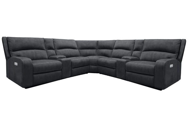 Even commercials are more tolerable when you-'re relaxing in the plush comfort of this six-piece sectional seating group. You-'ll love the luxury of its two power recliners on each end that feature power headrests. Between those, you-'ll find and armless 
