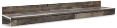 This bridge is made of engineered wood (MDF/particleboard/plywood) and decorative laminate. Pairs with other items in the series to make an entertainment center.<br><br><b>Additional Dimensions</b><br><ul><li>Assembled entertainment center: 0-"</li></ul><