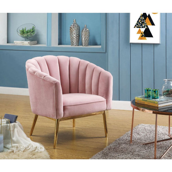 Colla - Accent Chair - Blush Pink Velvet & Gold