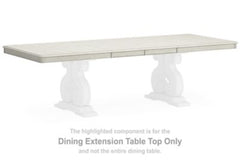 This dining extension table top is made with hardwood solids, spruce veneer and MDF substrates. Pairs with other items in the series to make a dining table kit.<br><br><b>Additional Dimensions</b><br><ul><li>Leaf (2): 18-"</li><li>Table depth with two lea