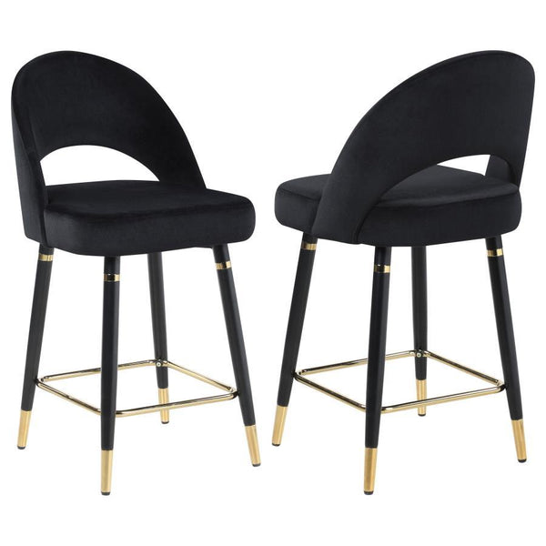 Add a touch of retro-inspired elegance to your dining area with this stylish counter height chair, featuring an elegant bucket-style seat that embodies Mid-Century modern charm. Wrapped in luxurious velvet, each chair provides a supportive, long-lasting s
