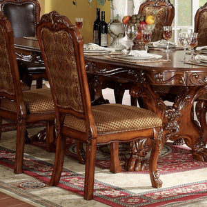 The Dresden Arm chair feature claw-foot style and each chair offers comfort with layers of dense foam upholstered in faux leather. The padded backrest adds a touch of contrast with the soft texture and colors of chenille fabric upholstery.<br/><br/><b>Pro