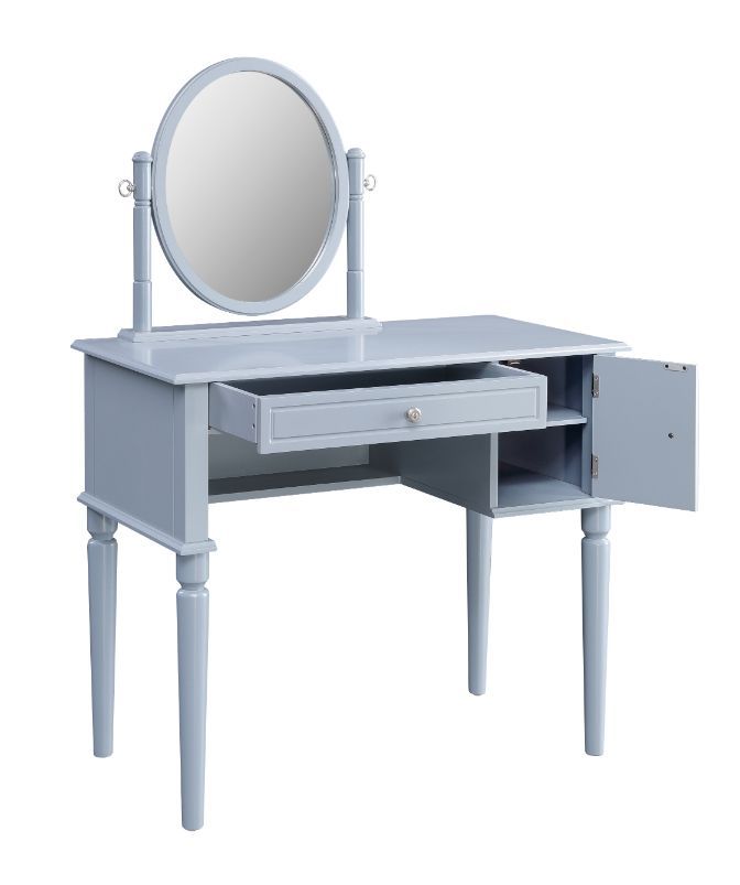 Dreamy, elegant, and classy, the Rabila Vanity Set will satisfy all your needs. Vanity mirror, table and stool are all included to create a dedicated space you deserve. The oval mirror sitting atop the table provides multiple angle reflection, while a sto