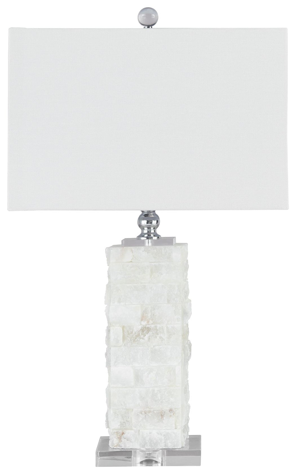 Bring a slice of paradise home with you. This lamp takes inspiration from the coastal chic trend with its uniquely crafted base, formed with chunks of white alabaster. How fashion-forward.<br><br><b>Additional Dimensions</b><br><ul><li>Base: 0-"</li><li>S