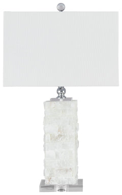 Bring a slice of paradise home with you. This lamp takes inspiration from the coastal chic trend with its uniquely crafted base, formed with chunks of white alabaster. How fashion-forward.<br><br><b>Additional Dimensions</b><br><ul><li>Base: 0-"</li><li>S