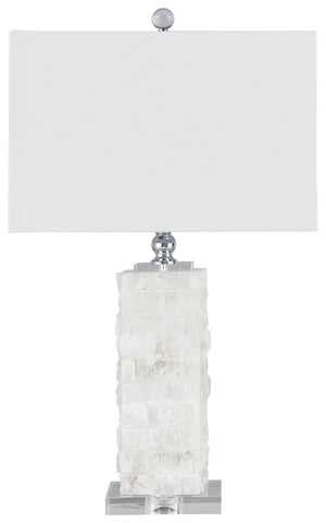 Bring a slice of paradise home with you. This lamp takes inspiration from the coastal chic trend with its uniquely crafted base, formed with chunks of white alabaster. How fashion-forward.<br><br><b>Additional Dimensions</b><br><ul><li>Base: 0-"</li><li>S