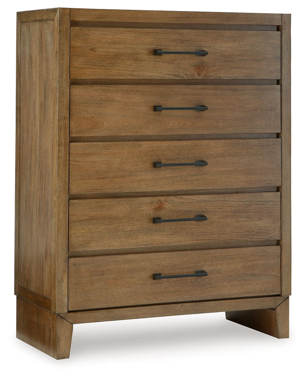 If you appreciate minimalistic style, this chest of drawers is the ideal option. Its soft and simple finish has a laid-back sensibility, blending relaxed contemporary design with a trendy allure. The spacious drawers are accented with stylish metal drawer