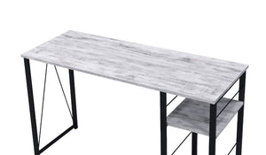 clear and strong accessories. The distressed wood furniture piece pairs with black metal framing for aesthetic balance and gives a rustic industrial look. It includes two open shelves for additional storage space an