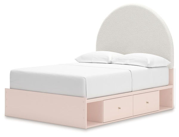 Wistenpine - Blush - Full Upholstered Panel Bed With Under Bed Storage