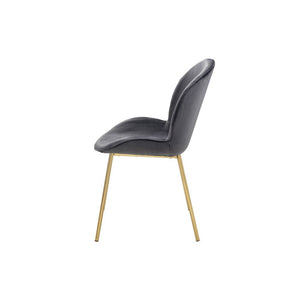  Side Chair (High Back) Stationary Seat: Standard Dining Height Padded SEAT & BACK: Velvet (Solid Pattern) NO Apron Padded Backrest: Wingback Style Seat Construction: Wood+Foam (Molding) Metal Spindle Leg: Nickel Finish Armless<br/><br/><b>Product Feat
