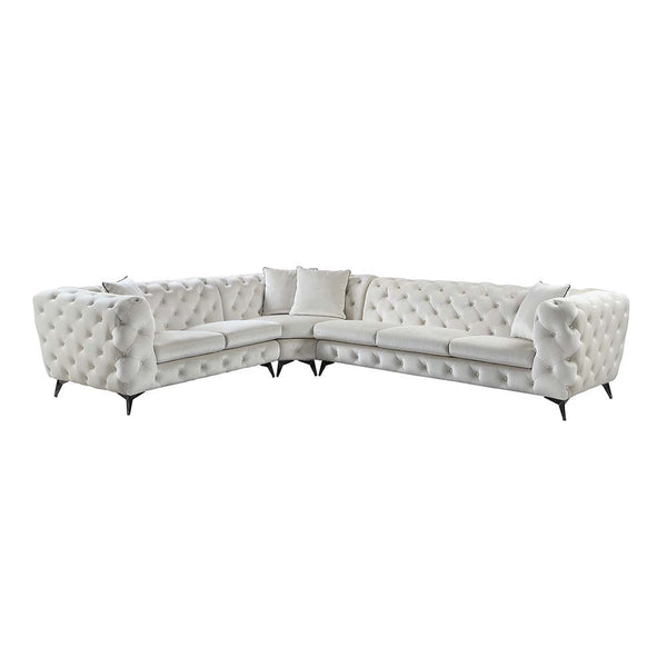  this Atronia sectional is the perfect pick for living rooms that see a lot of people on daily basis. Built on a sturdy wooden frame