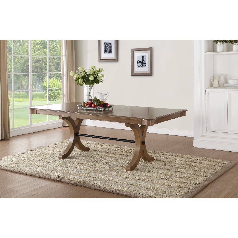 Carefully constructed with stylish and comfort in mind, the Harald collection is a perfect addition for any dining room. It features in rectangular trestle base with additional removable leaf top. Enhancing the delicate style of your dining room, a wooden
