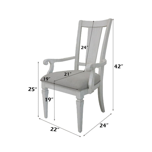 Katia - Arm Chair (Set of 2) - Light Gray & Weathered White
