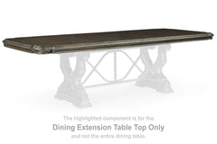 This dining extension tabletop is made with hardwood solids, oak and ash swirl veneers, MDF substrates and cast resin components. Pairs with other items in the series to make a table kit.<br><br><b>Additional Dimensions</b><br><ul><li>Table depth with two