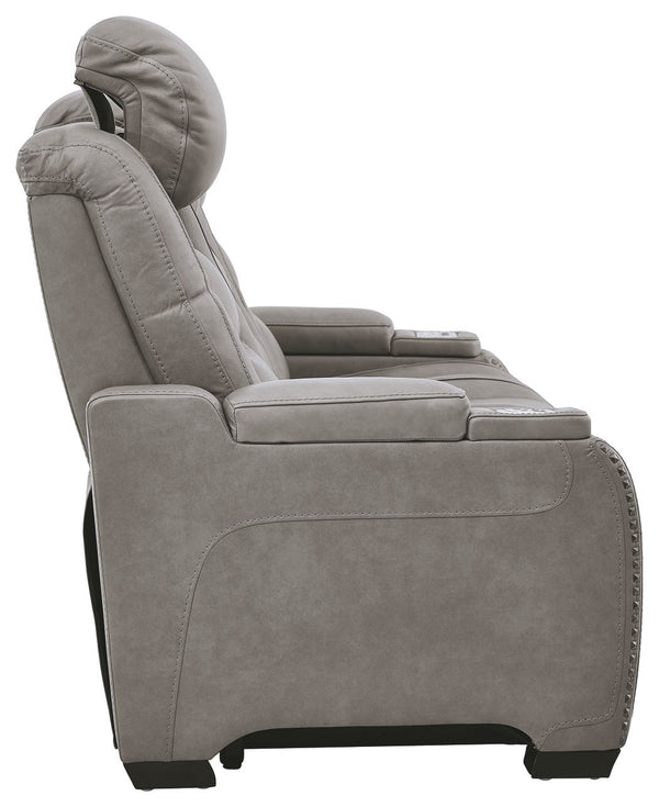 The Man-Den - Gray - PWR REC Sofa with ADJ Headrest