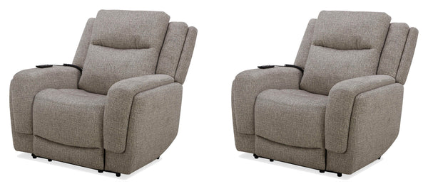 Penfield offers a remote control for a zero-gravity recline, power headrest, lumbar support, and heat and massage features for added relaxation. Made from durable and soft 100% polyester fabric, the Penfield has stylish two-tiered track arms. With comfort