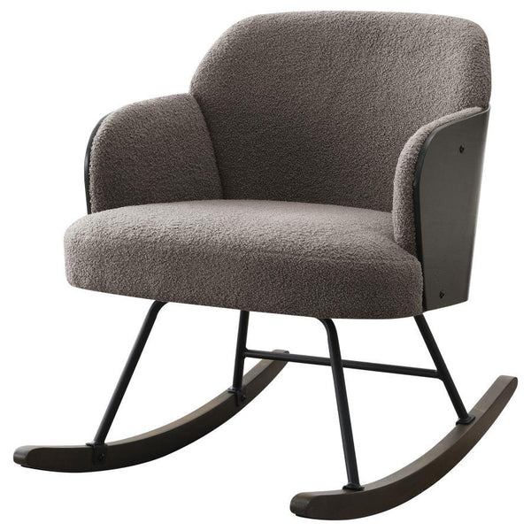 Paige - Boucle Upholstered Mid Back Rocking Chair - Taupe