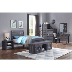 The Cargo youth bed is the perfect addition to any childâ€™s room. This contemporary container themed metal bed features a panel headboard with low profile footboard, crafted with an industrial look that is an perfect match for your bedroom. The bed is ac