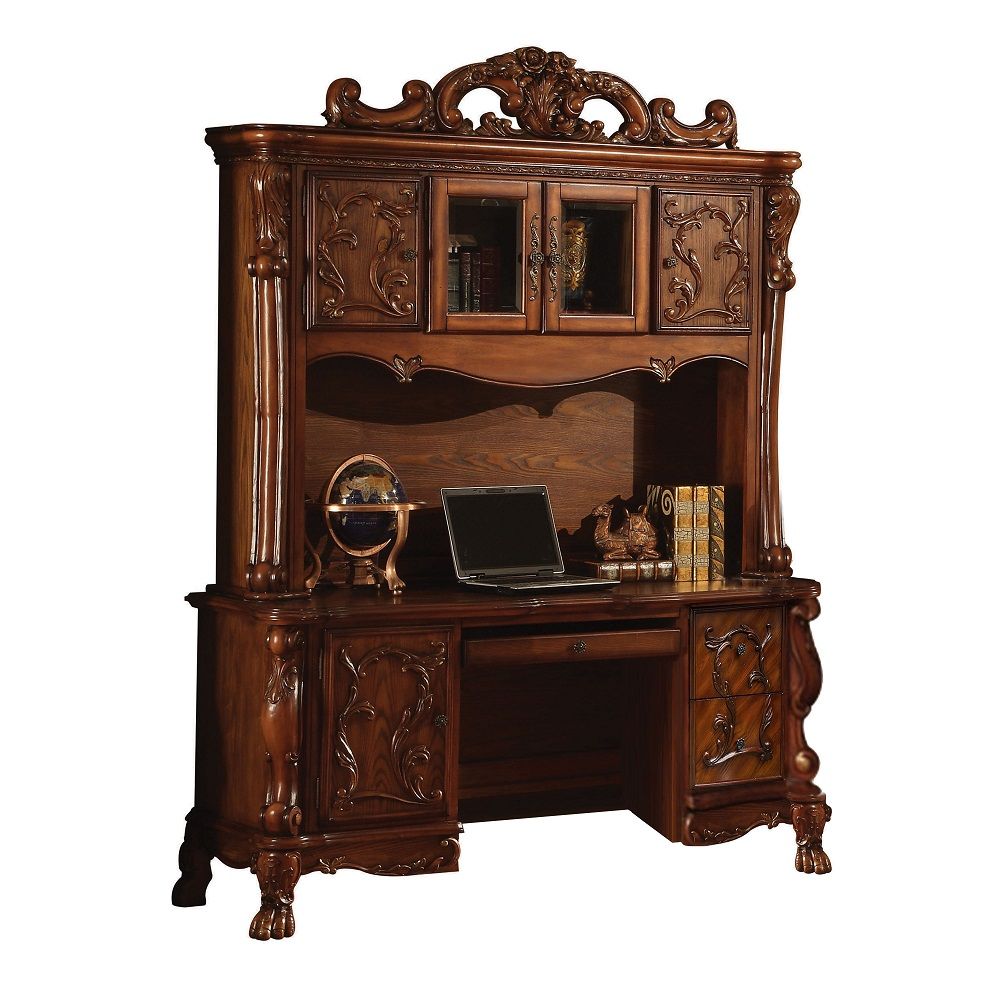 The Dresden collection classic style will blend masterfully in your home. The storage feature offers plenty of space to keep your office accessories, this set includes six doors to reveal extra storage available. Carefully constructed from selected wood a