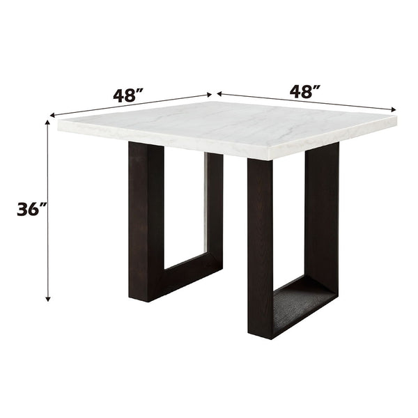 Edwyn - Counter Height Table - White Natural Marble Top & Espresso Finish