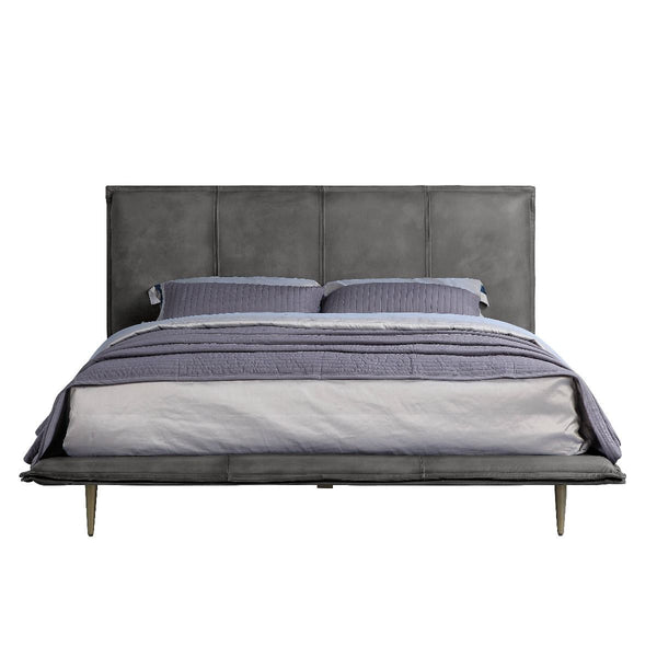 Metis - Queen Bed - Gray Top Grain Leather