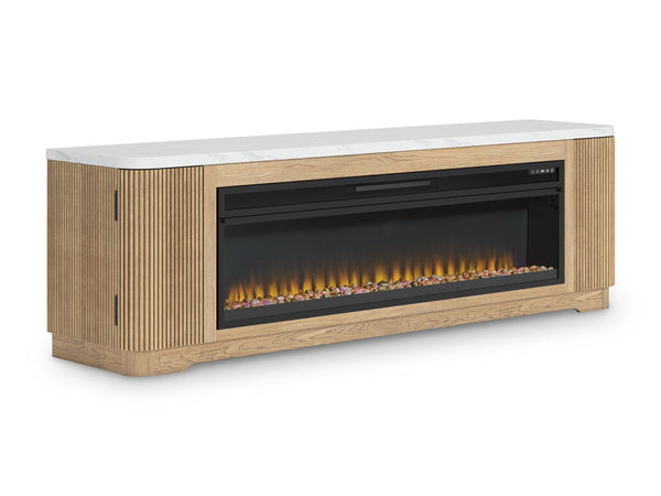 Camdill - Light Brown - 80" TV Stand With Electric Fireplace