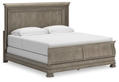 Traditional design motifs, redefined for todayâ€™s trends. Inspired by timeless Louis Philippe styling, this king sleigh bed is distinguished by its stunning attention to detail. Youâ€™ll find the light gray finish encourages an attitude of laid-back luxu