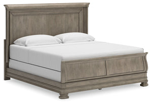 Traditional design motifs, redefined for todayâ€™s trends. Inspired by timeless Louis Philippe styling, this king sleigh bed is distinguished by its stunning attention to detail. Youâ€™ll find the light gray finish encourages an attitude of laid-back luxu