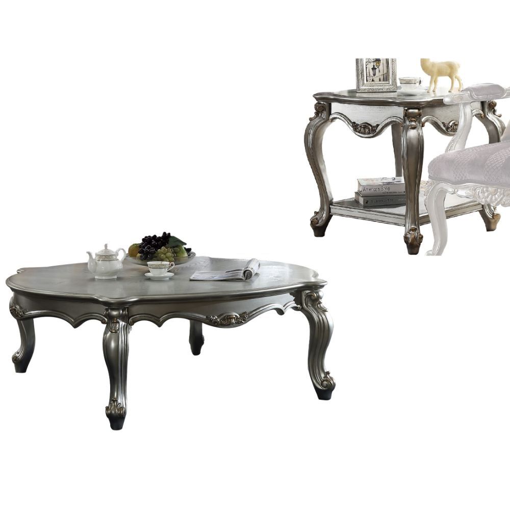 Inspire your home and create an upscale atmosphere with the Picardy occasional tables. This collection table adds classic style to any sitting area featuring a traditional handcrafted design. This luxurious features include solid wood frame in antique pla