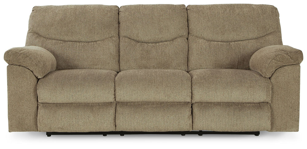 Sincere in its styling, this reclining sofa invites a relaxed sensibility into your space. Its beige upholstery has a universal appeal, with pull-tab reclining making it easy to kick back in comfort. Providing high-quality functionality at an affordable p