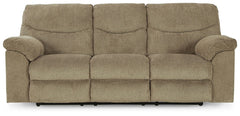 Sincere in its styling, this reclining sofa invites a relaxed sensibility into your space. Its beige upholstery has a universal appeal, with pull-tab reclining making it easy to kick back in comfort. Providing high-quality functionality at an affordable p