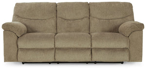 Sincere in its styling, this reclining sofa invites a relaxed sensibility into your space. Its beige upholstery has a universal appeal, with pull-tab reclining making it easy to kick back in comfort. Providing high-quality functionality at an affordable p