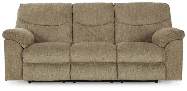 Sincere in its styling, this reclining sofa invites a relaxed sensibility into your space. Its beige upholstery has a universal appeal, with pull-tab reclining making it easy to kick back in comfort. Providing high-quality functionality at an affordable p