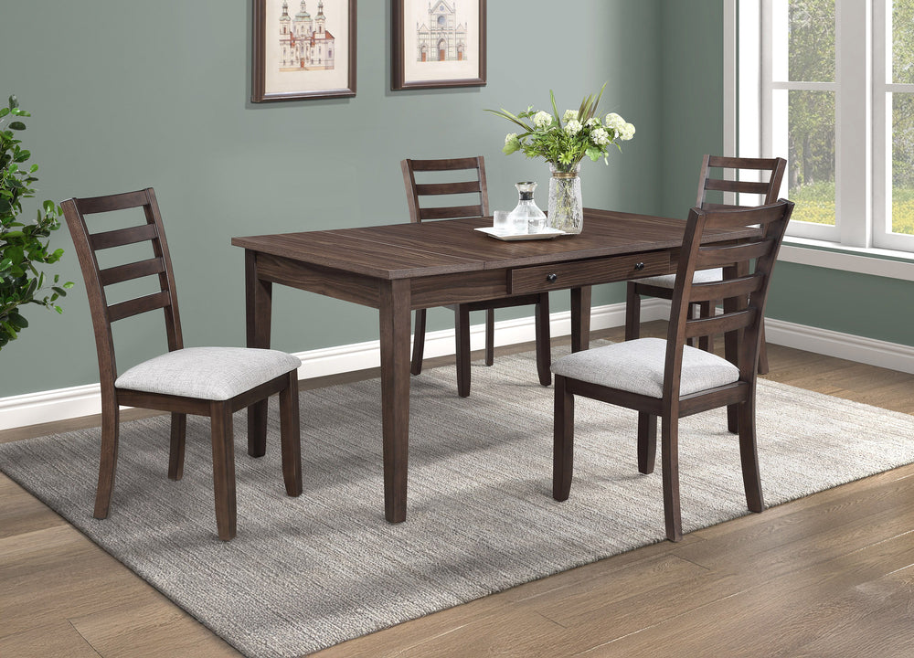 Redefine your dining experience with this sophisticated and multifunctional dining set, designed to blend elegance with practicality. The table boasts a sleek, contemporary design with a rich wood finish that adds warmth and character to any space. Dual e