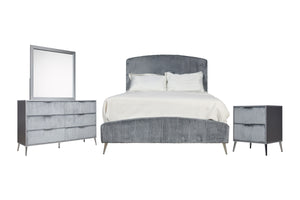 The Kailani 4 Piece Bedroom Set in Gray is the perfect blend of modern design, luxurious comfort, and practical functionality, designed to transform any bedroom into a stylish sanctuary. This elegant set includes an upholstered panel bed, a sleek dresser,