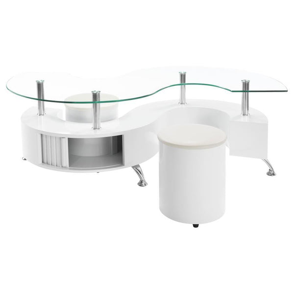 Buckley - 3 Piece Coffee Table And Stools Set - White High Gloss