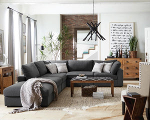 Serene - Square Upholstered Ottoman - Charcoal