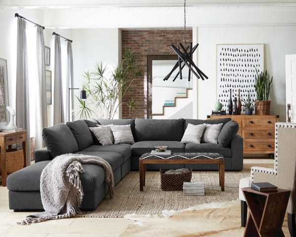 Serene - Square Upholstered Ottoman - Charcoal