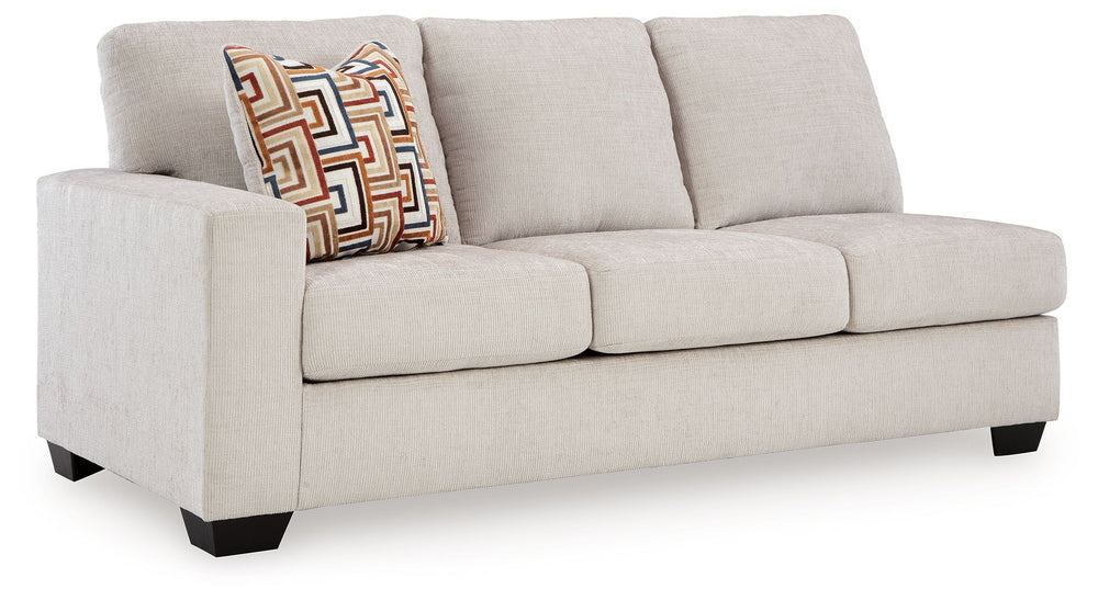 This left-arm facing sofa is made with polyester upholstery. Pairs with other items in the series to make a sectional.<br><br><b>Additional Dimensions</b><br><ul><li>Arm height: 25-"</li><li>Seat depth: 21-"</li><li>Seat height: 20-"</li><li>Top of cushio