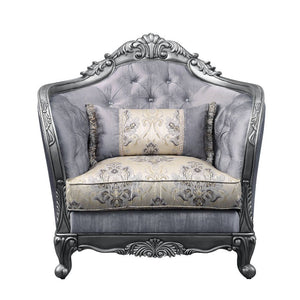 Ariadne - Chair w/1 Pillow - Fabric & Platinum - 43-"<br/><br/><b>Product Features</b><ul><li>Exclusive Design</li><li>Pillows Included</li><li>Material: Fabric</li><li>Tight Back & Loose Seat Cushion</li><li>Construction: Full Foam Seat, Wooden Inner Fra