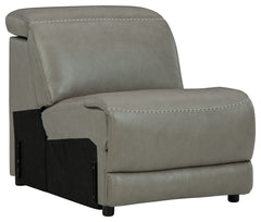 This armless chair is made with a combination of 100% top grain leather and faux leather upholstery. Pairs with other items in the series to make a sectional.<br><br><b>Additional Dimensions</b><br><ul><li>Seat width: 28-"</li><li>Seat depth: 22-"</li><li