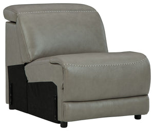 This armless chair is made with a combination of 100% top grain leather and faux leather upholstery. Pairs with other items in the series to make a sectional.<br><br><b>Additional Dimensions</b><br><ul><li>Seat width: 28-"</li><li>Seat depth: 22-"</li><li